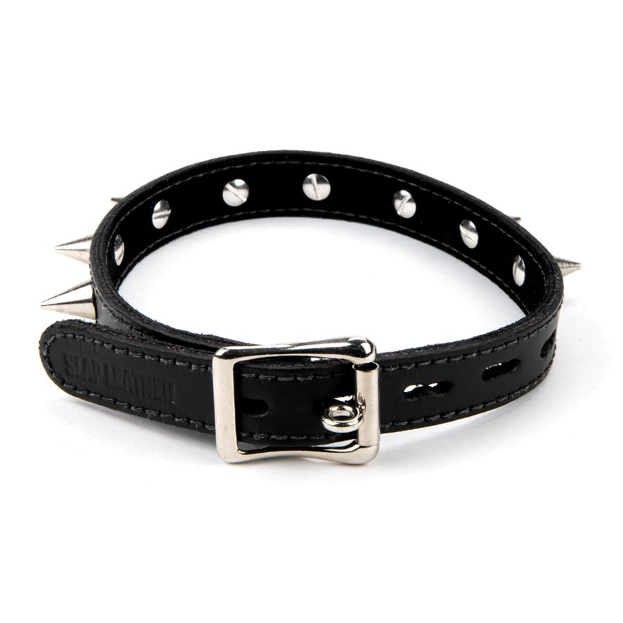 17mm Collar with Spikes Suede Lined BLK/BLK