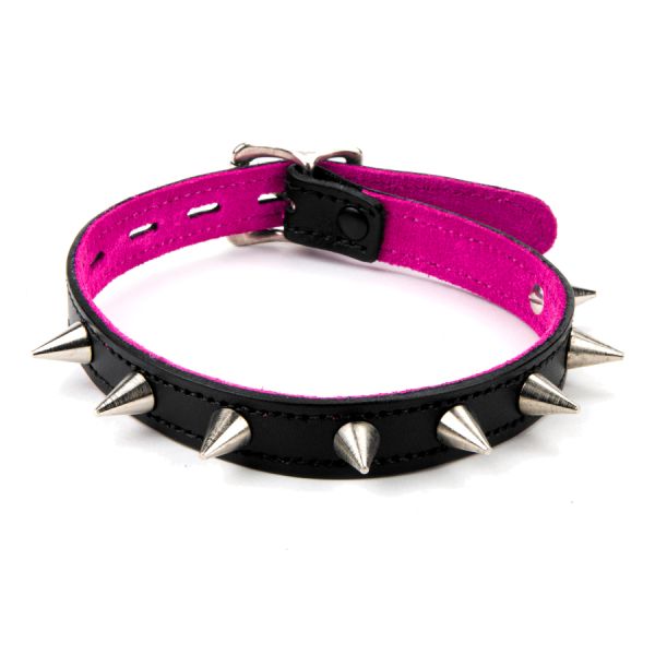 17mm Collar W/ Spikes-Suede Lined