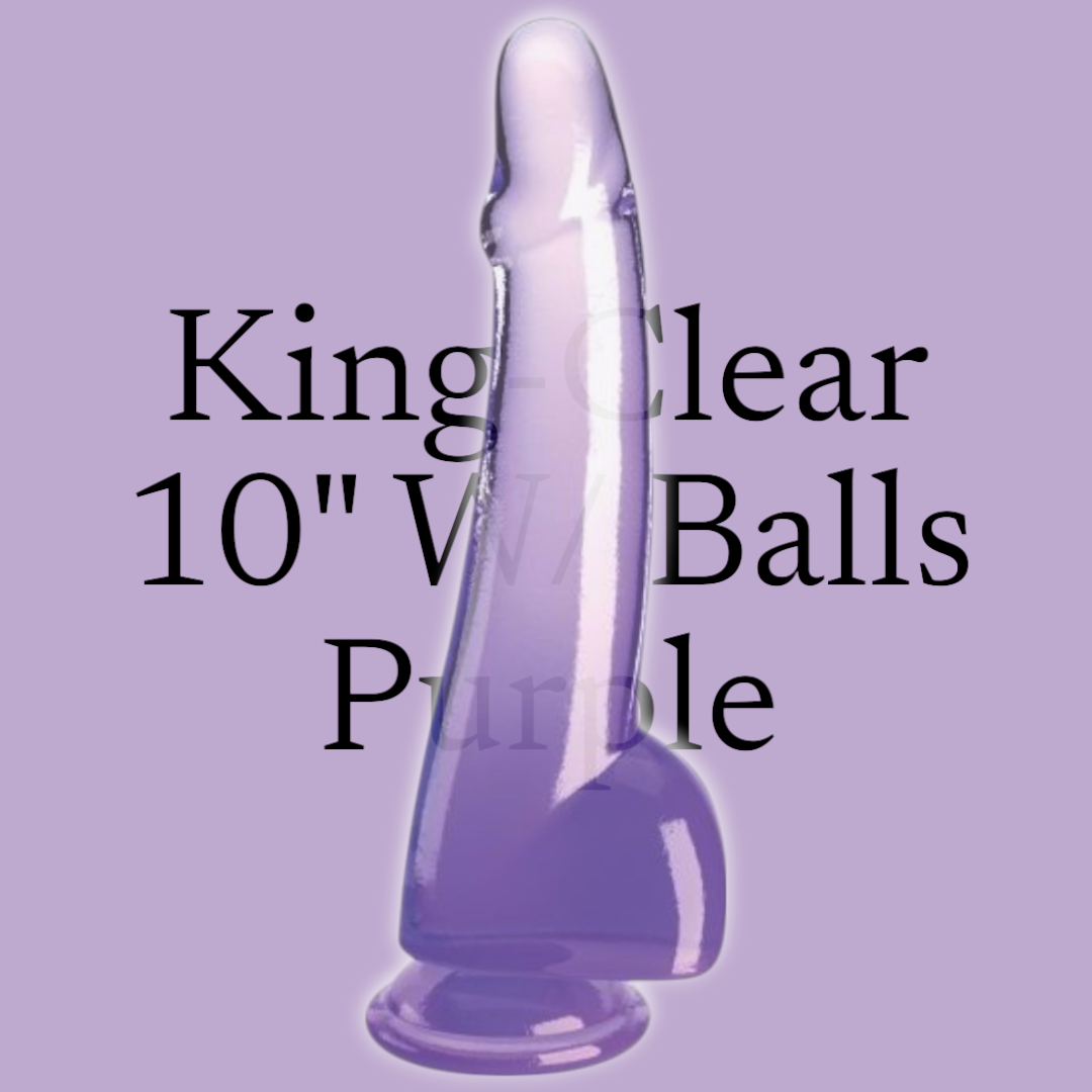King Cock Clear 10 inches With Balls Purple