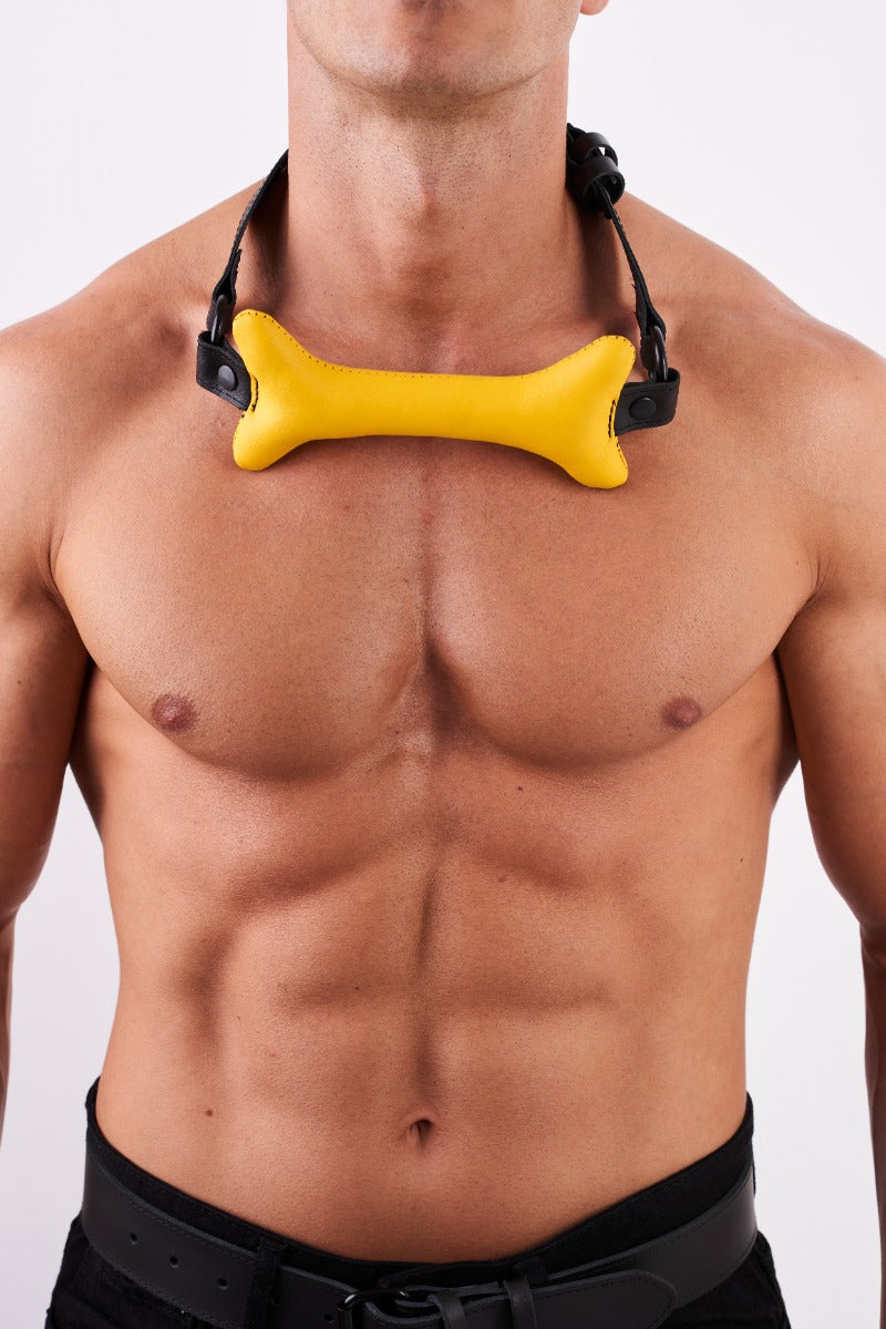 Leather Bone Gag Yellow