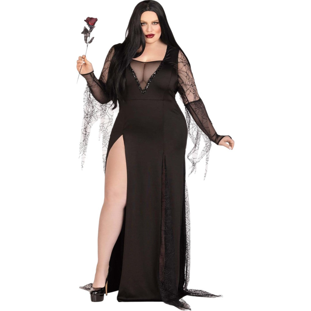 Plus Sexy Spooky Morticia Dress by Leg Avenue