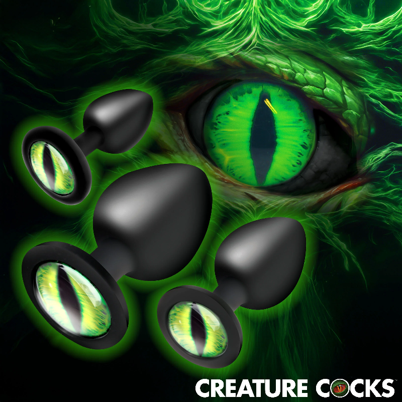 Creature Cocks Creature Eyes Silicone Butt Plug Set Green