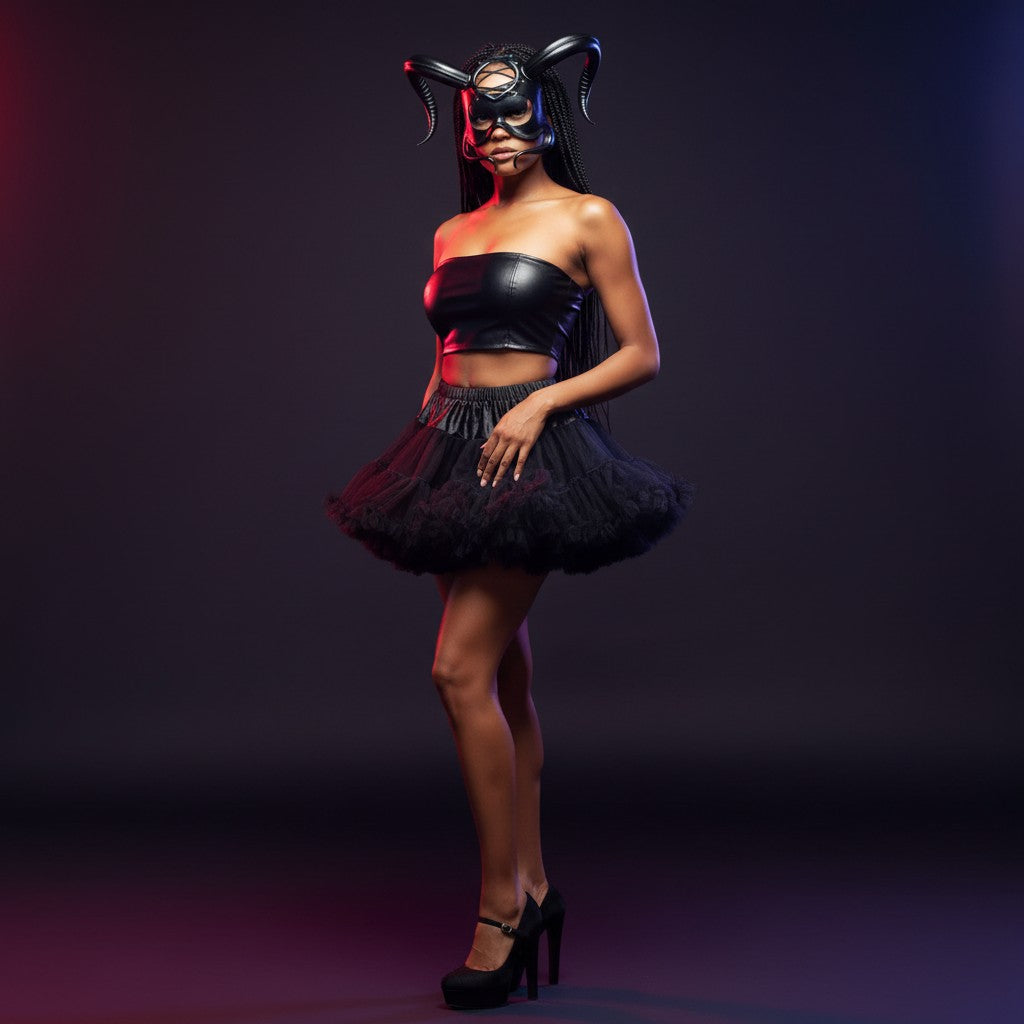 Cecilio Leather Designs Devil Woman Mask - Black