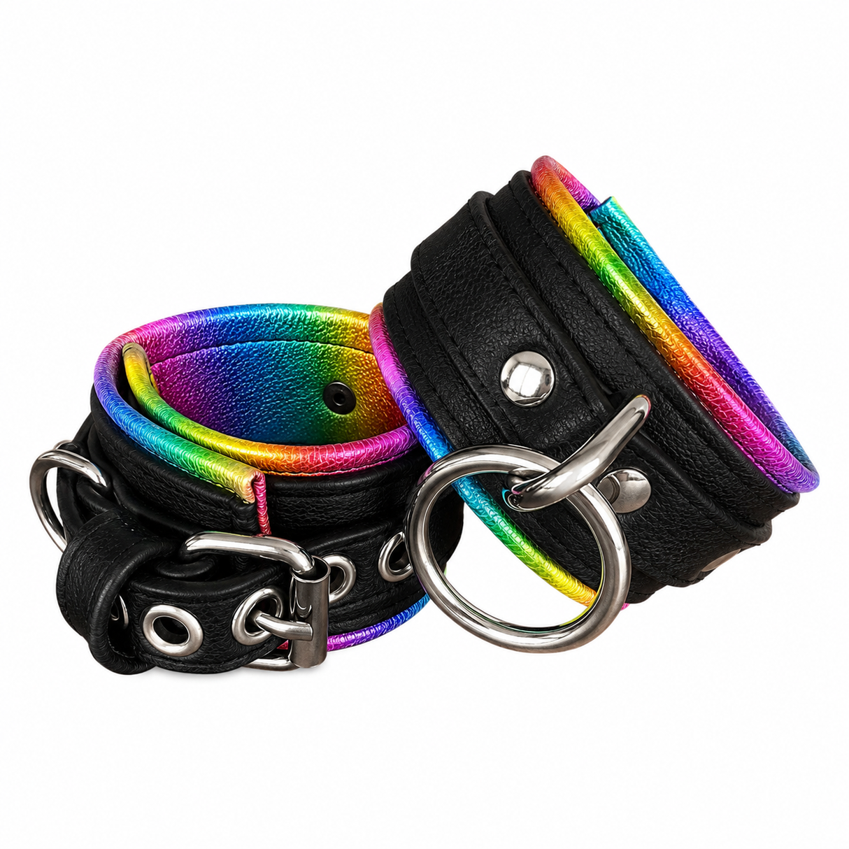 Leather Ankle Cuffs Black/Rainbow-M2O