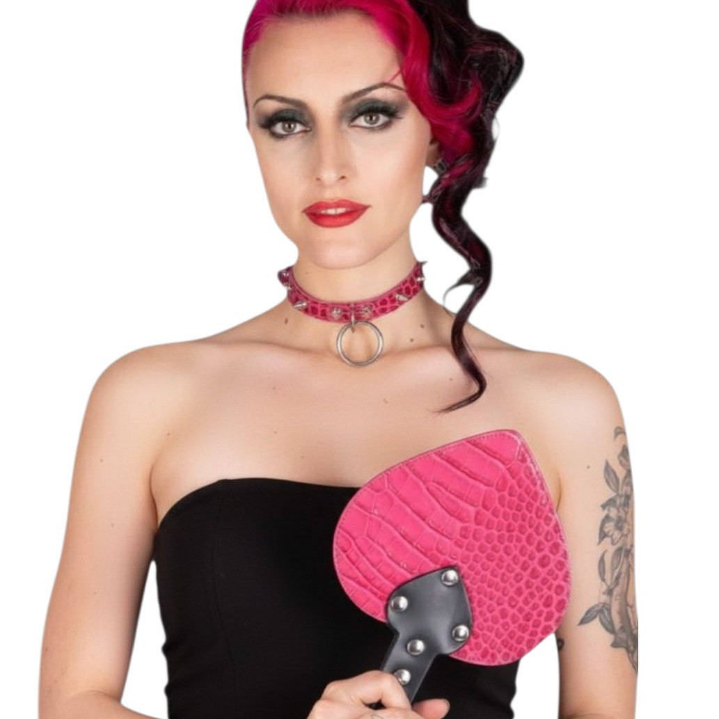 Croc Embossed Leather Heart Spanker M2O