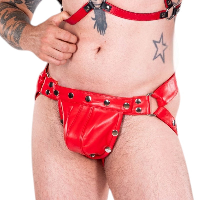 Liberation-X Studded Leather Jock Strap Red