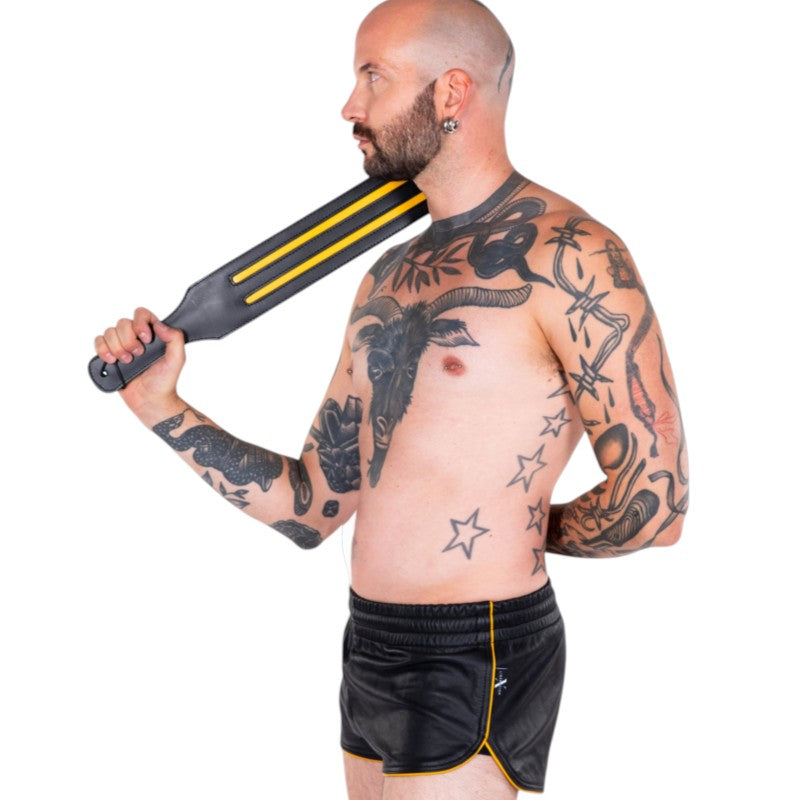Liberation-X Leather Sport Shorts Black-Yellow