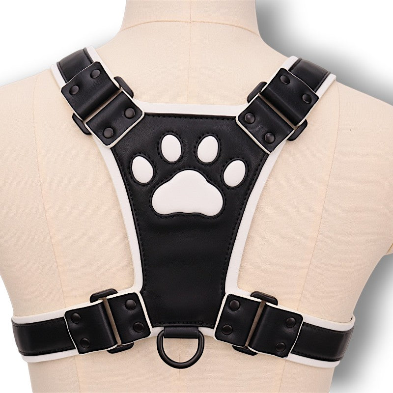Paw Print Puppy Harness-White