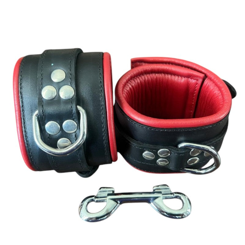 Wrist Cuffs Padded & Red Leather Lined