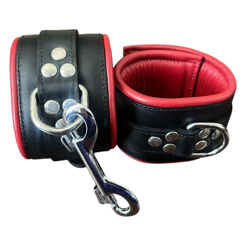Wrist Cuffs Padded & Red Leather Lined
