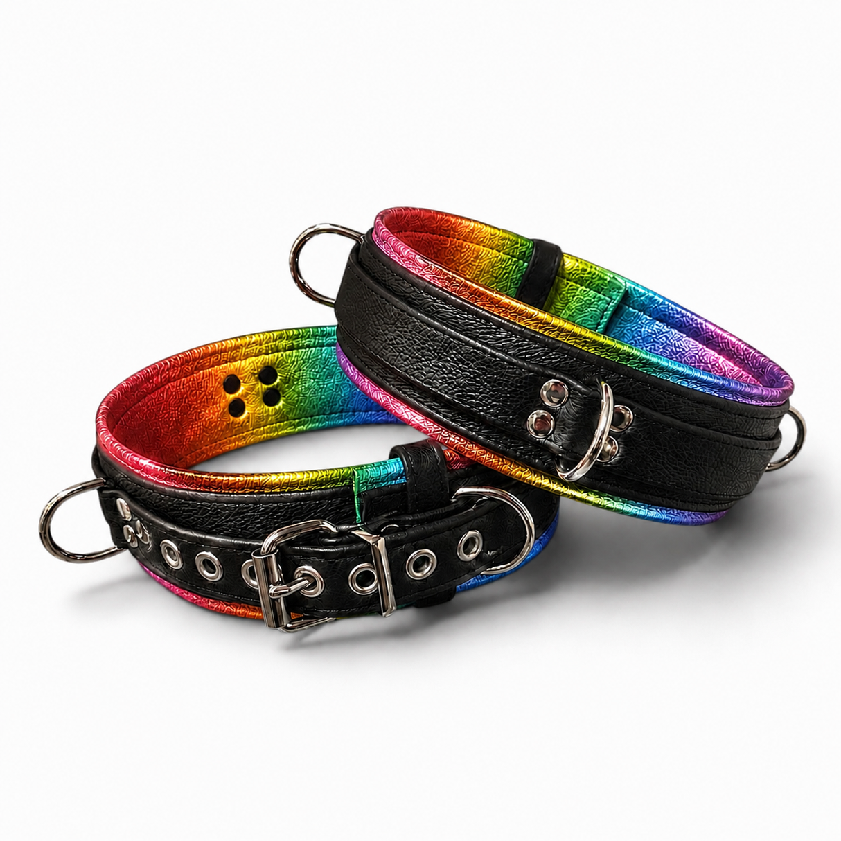 Leather Thigh Cuffs Black/Rainbow-M2O