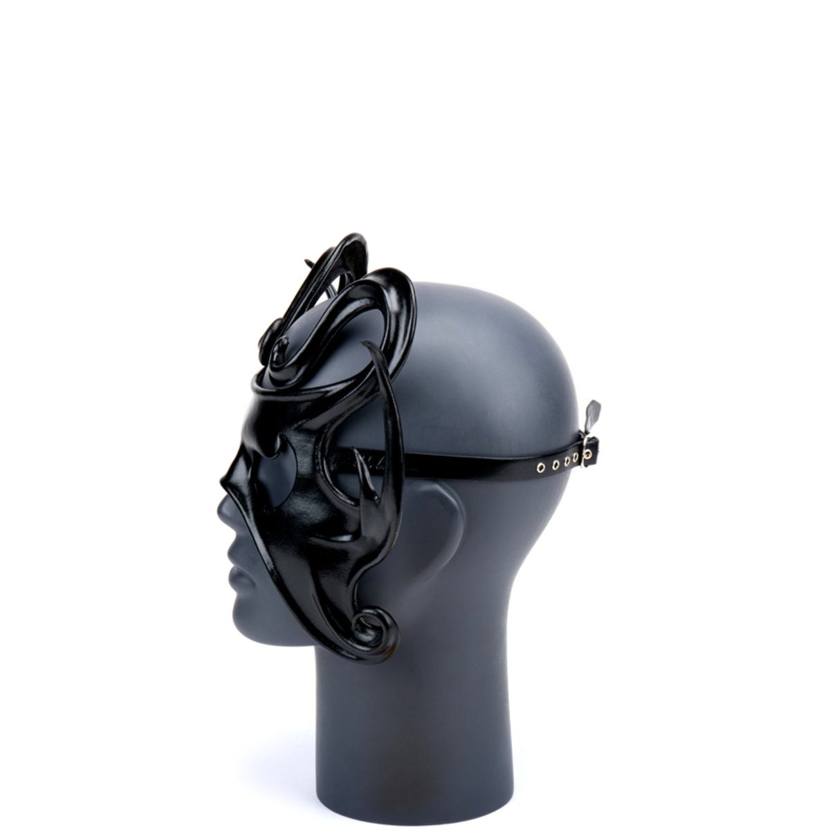 Cecilio Leather Designs Spiked Demonica Mask - Black