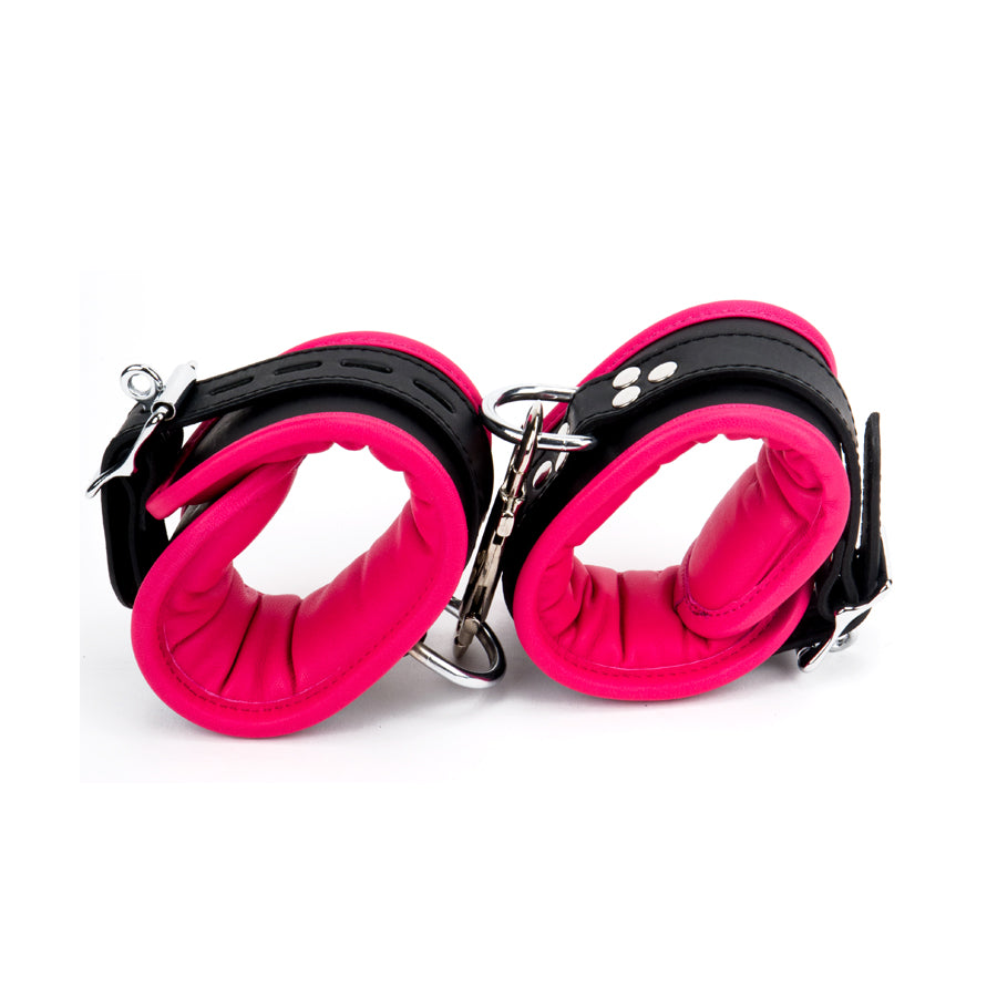 Wrist Cuffs Padded & Pink Leather Lined