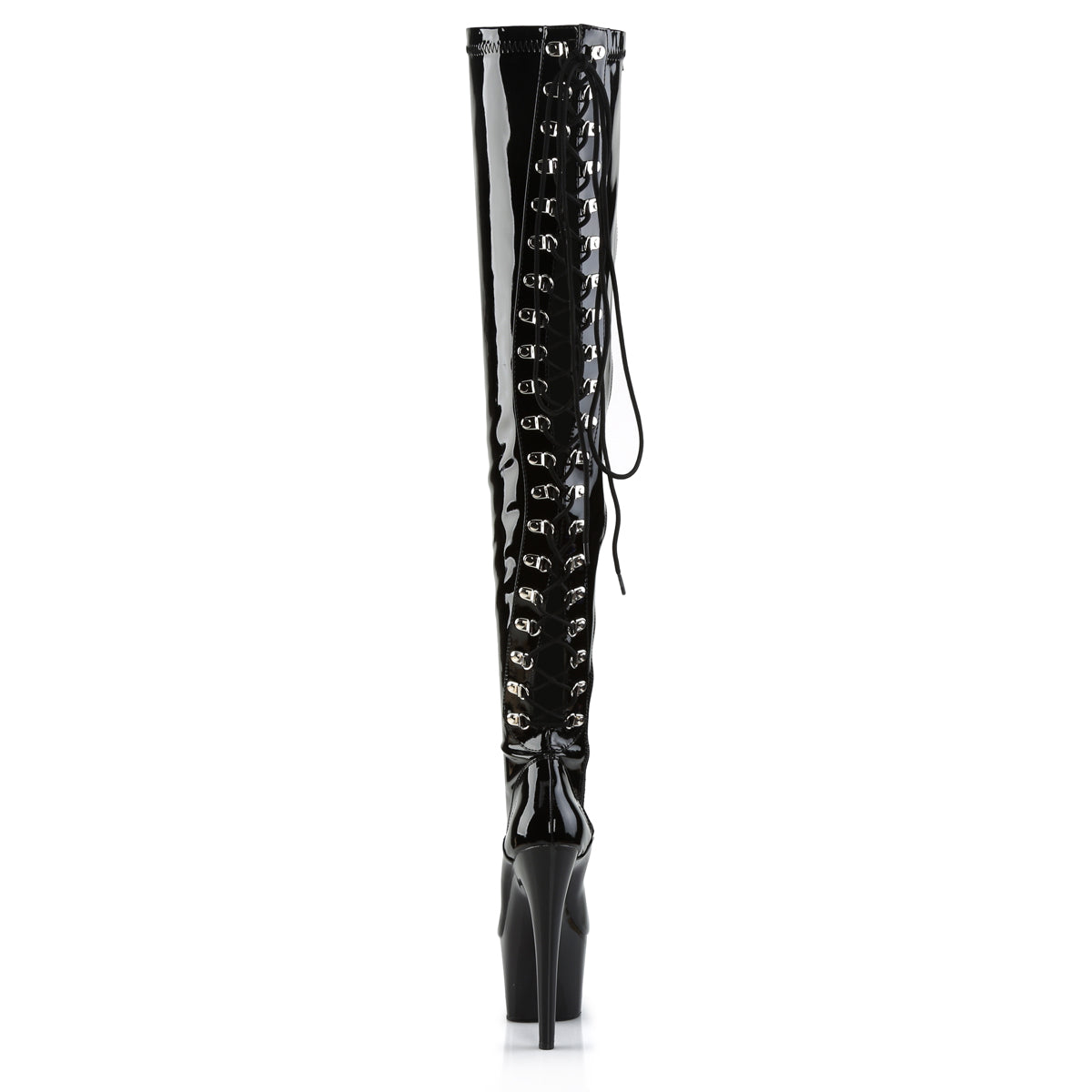 Adore-3063 Back Lace-Up Thigh High Boot Black-Uk