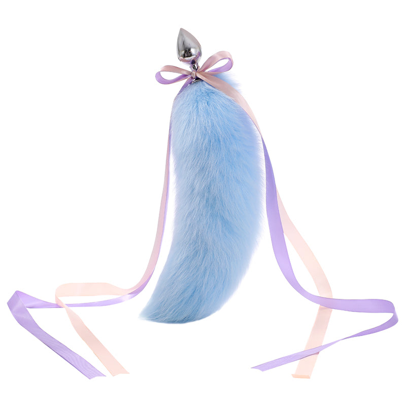 Fluffy Fox Butt-Plug Tail Blue