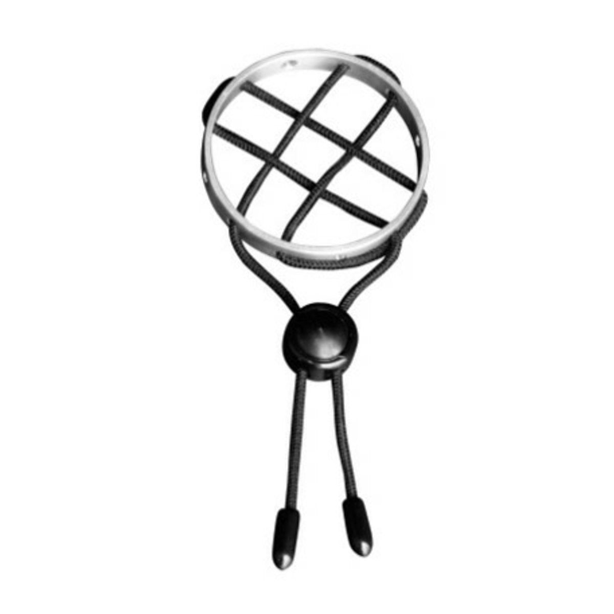 Polished Aluminum Cock Ring With Stretchy Rubber Cord-Criss Cross
