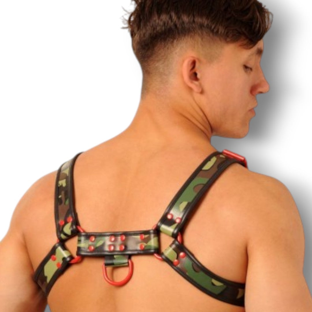 Fist Leather Chest Harness Camo/Red