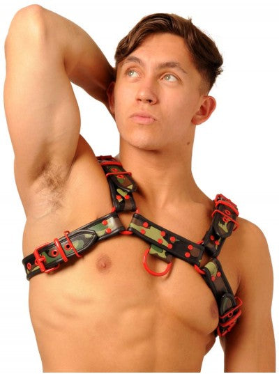 Fist Leather Chest Harness Camo/Red