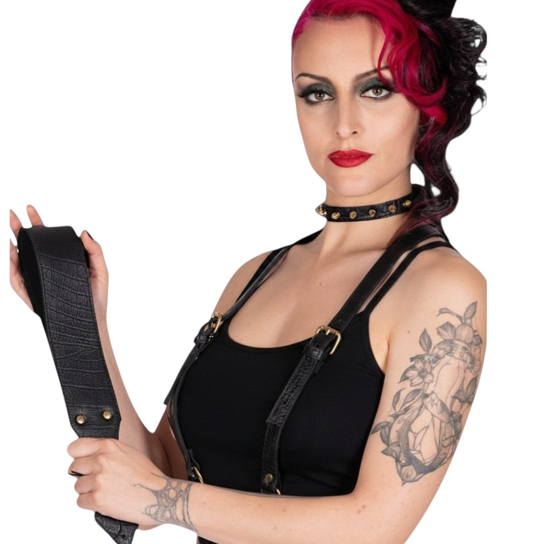 Croc Embossed Leather Spanking Belt M2O