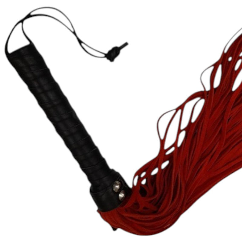 Large Leather Flogger Black-Red
