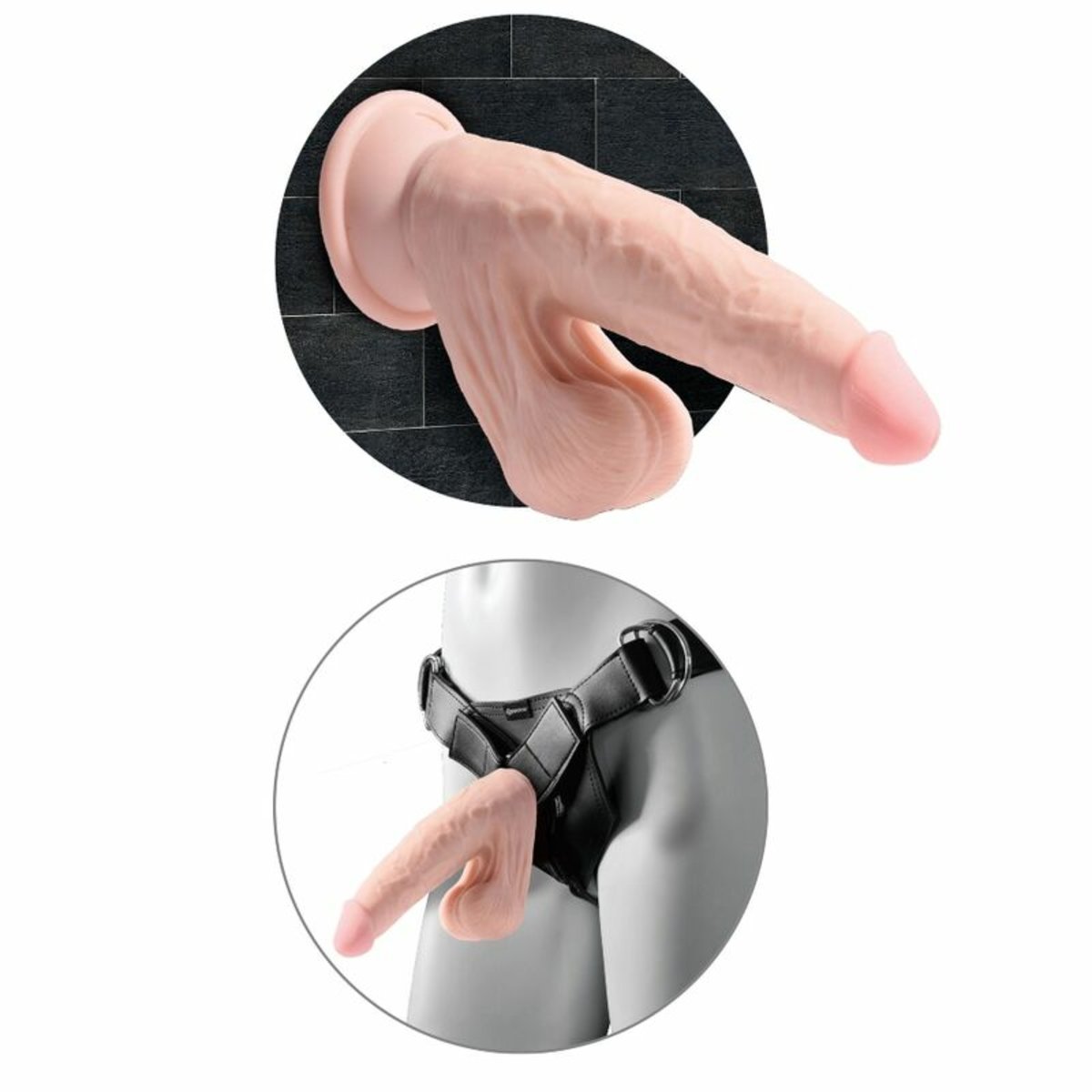 King Cock Plus 3D Cock Swinging Balls 9" Dildo