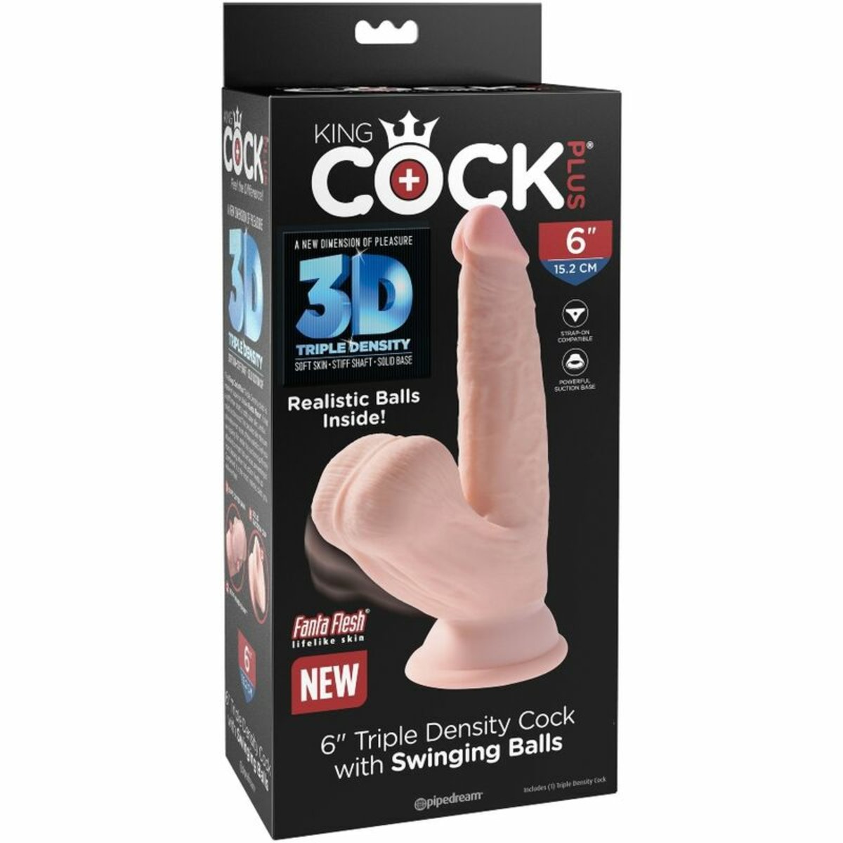 King Cock Plus 3D Cock Swinging Balls 6"