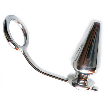 Metalhard Cock Ring With Butt Plug 45X50MM