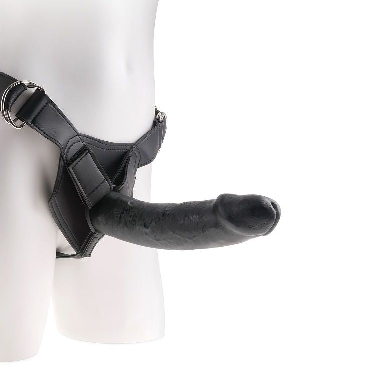King Cock and Harness 9inch Black Dildo