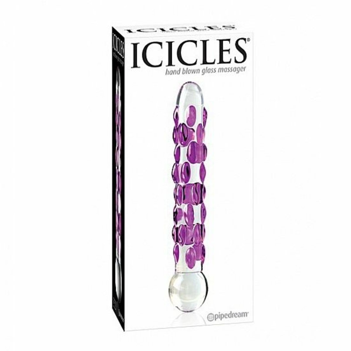 Icicles Hand Blown Clear-Pink Glass Dildo