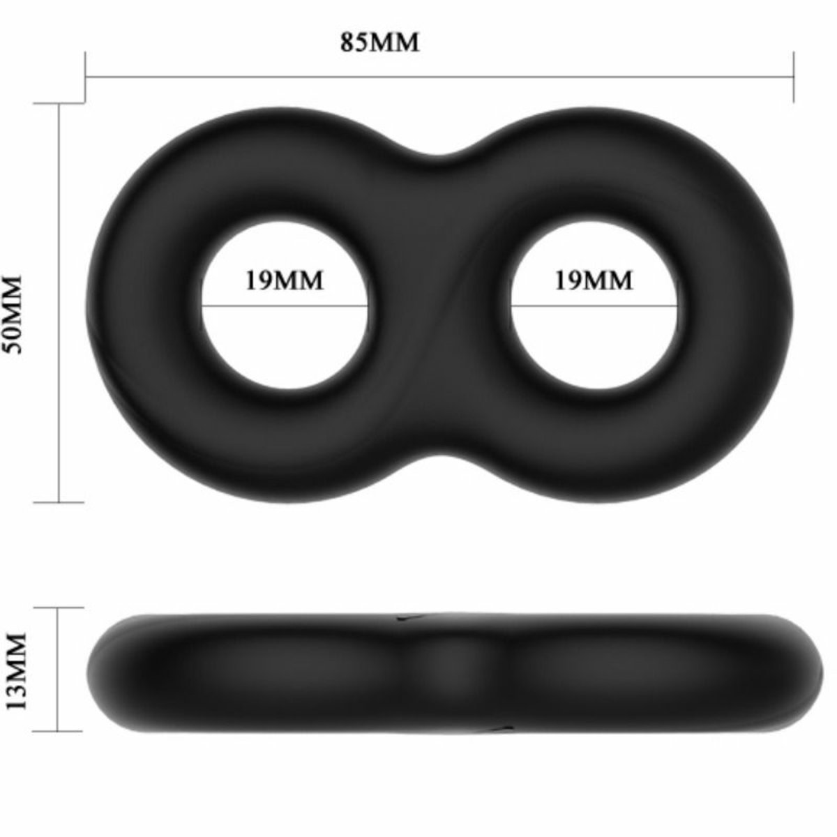 Crazy Bull Super Soft Double Cock And Balls Silicone Ring