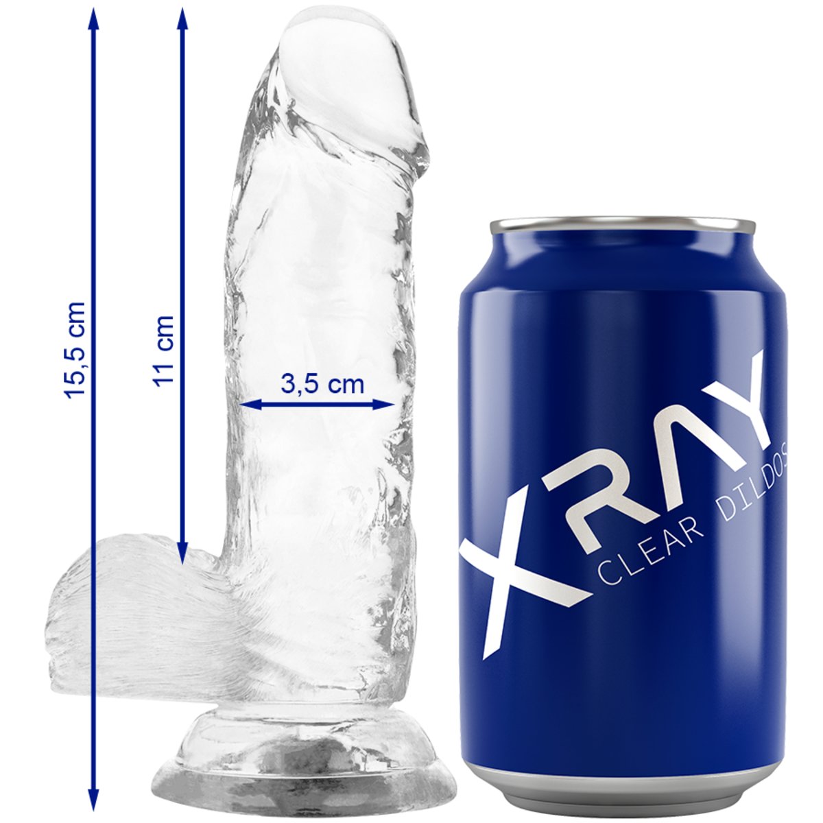 Dildo - Xray Clear Cock With Balls-15.5cm X 3.5cm