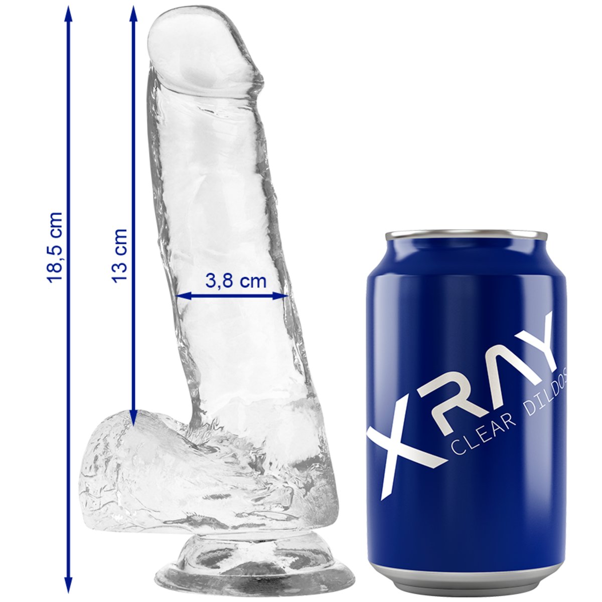 Dildo-Xray Clear Cock With Balls-18.5cm X 3.8cm