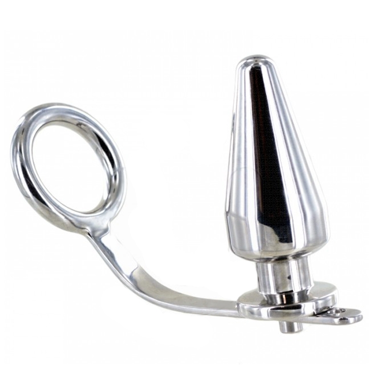 Metalhard Cock Ring With Butt Plug 45X50MM