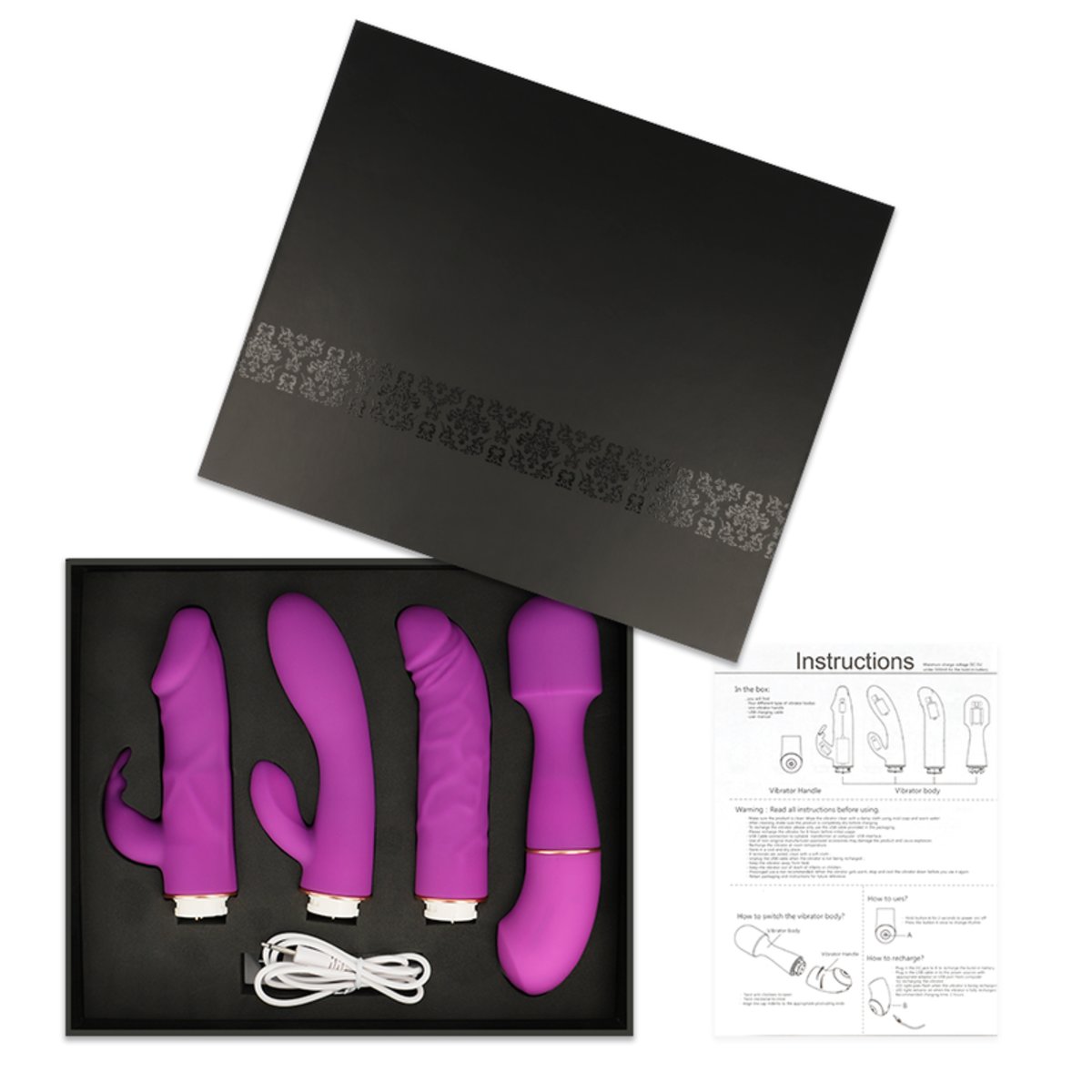 Vibrator 4in 1 Motor + Stimulator Covers