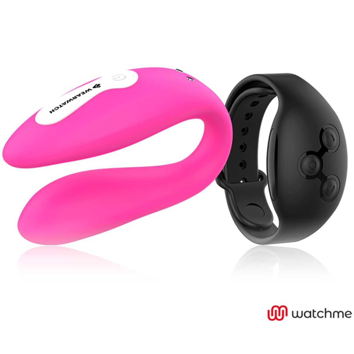 Watchme Wearwatch Dual Pleasure Couples Vibrator Wireless Technology Fuchsia/ Jet