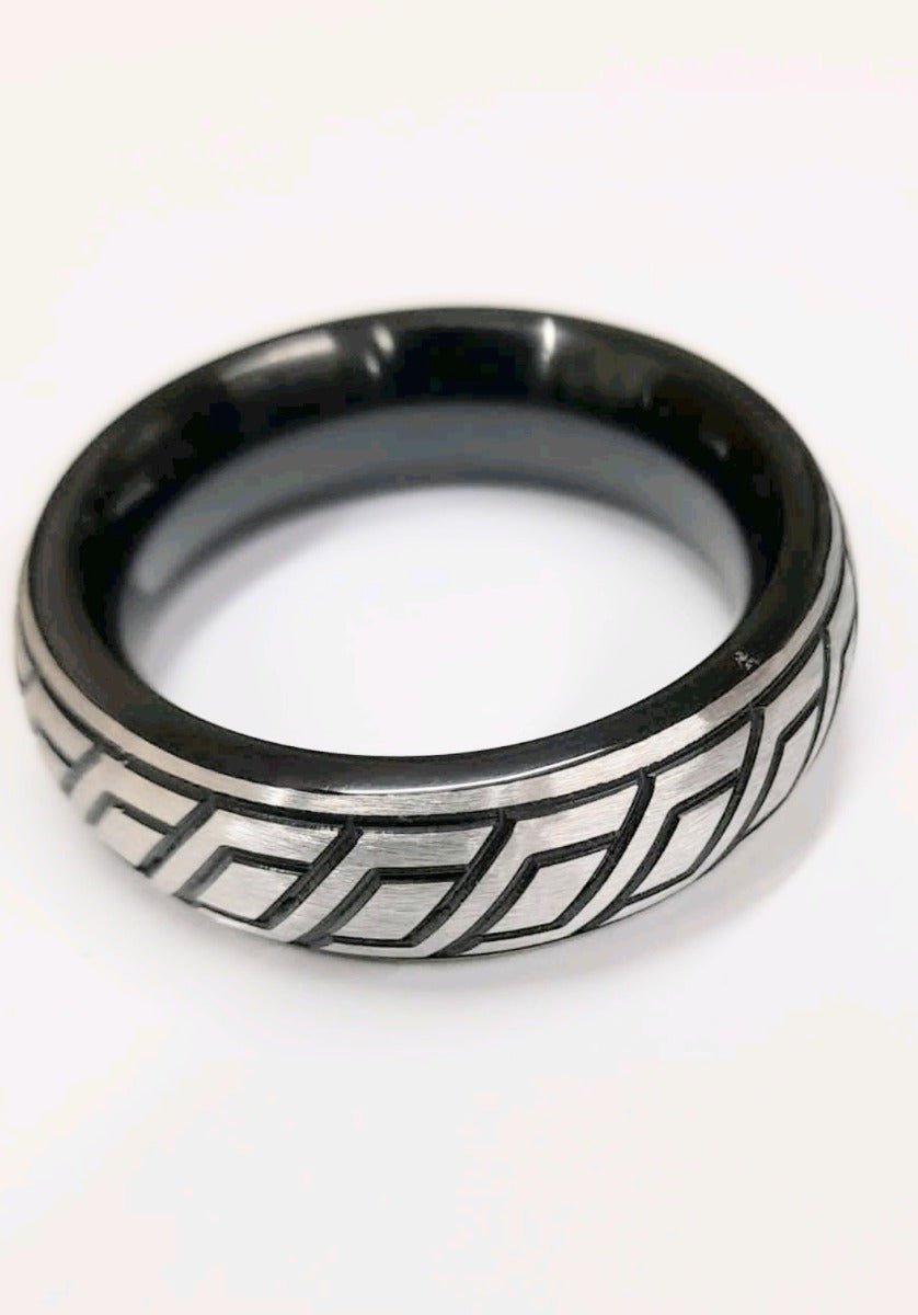 Steel Donut Cockring With Engraving Black