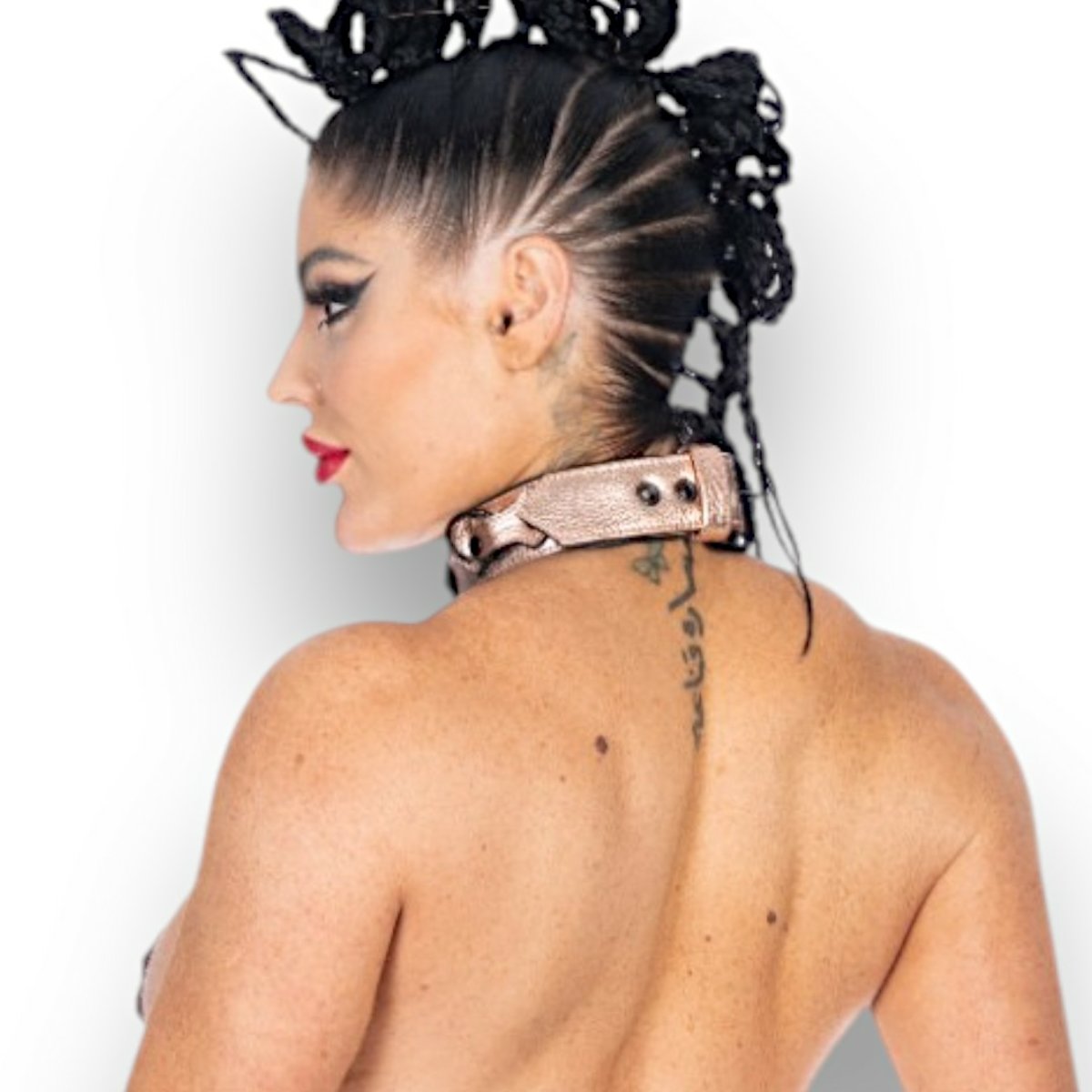 Metallic Leather 3D Ring Collar Padded & Leather Lined M2O