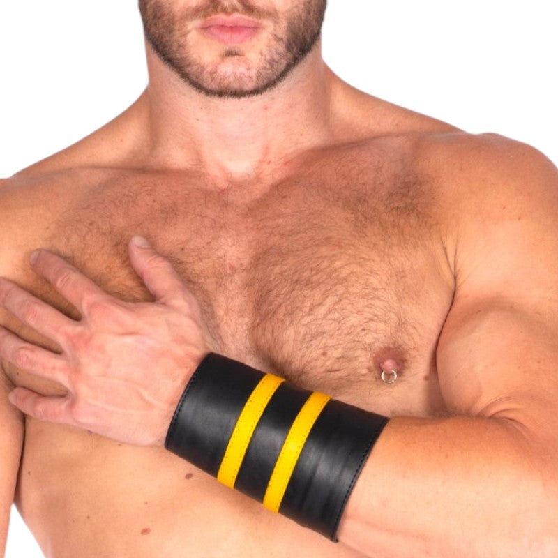 Leather Gauntlet Wallet Yellow Stripes