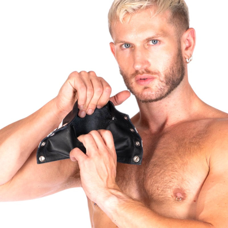 Leather Gauntlet Wallet White Stripes