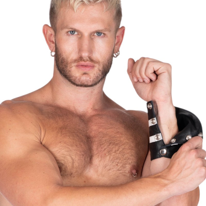 Leather Gauntlet Wallet White Stripes