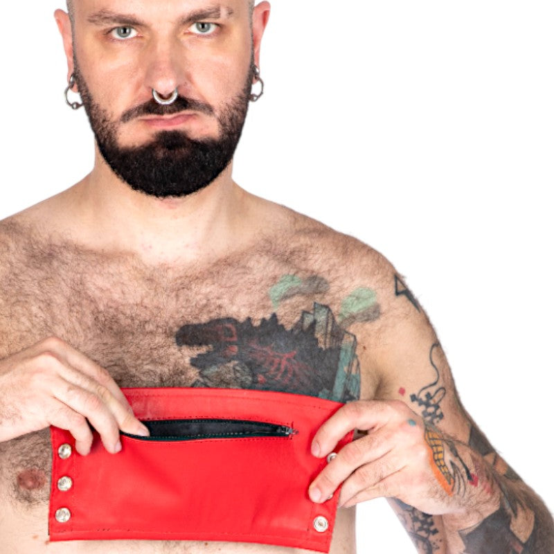 Leather Gauntlet Wallet Black-Red Trim