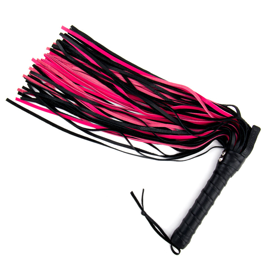 Large Leather Flogger Black/Pink