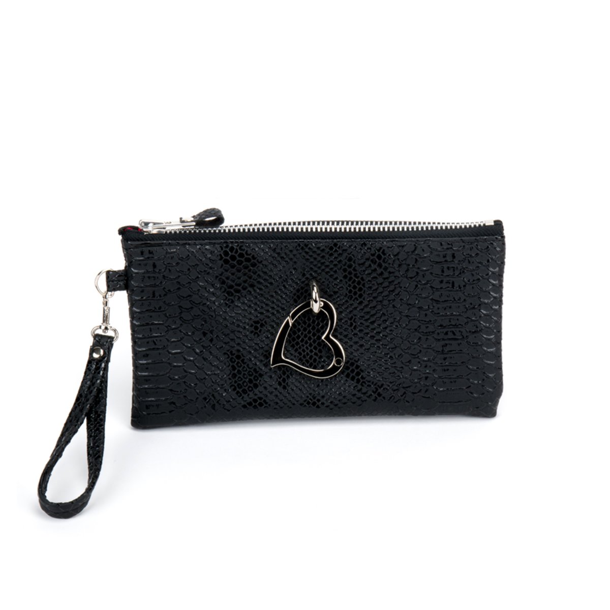 Clutch Bag W/ Heart In Snake