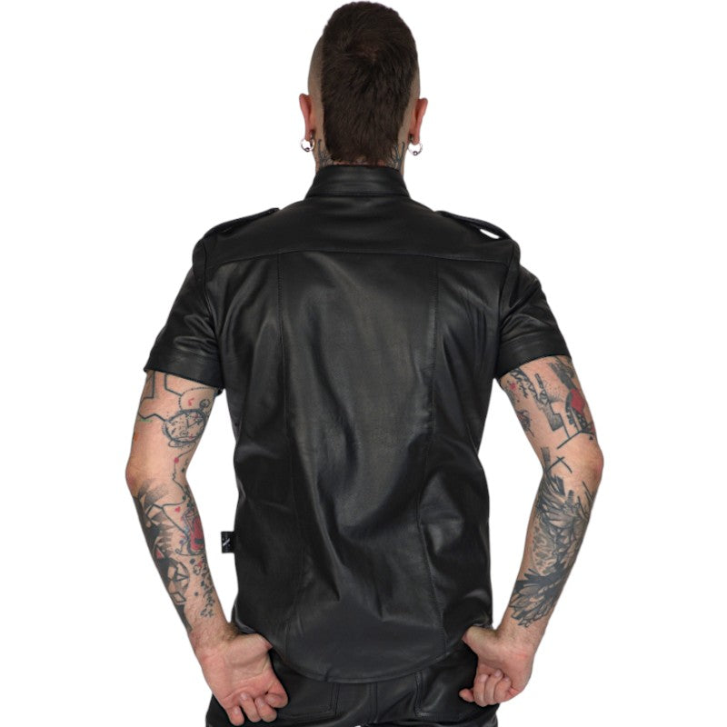 Liberation-X Short Sleeved Leather Military Shirt Black