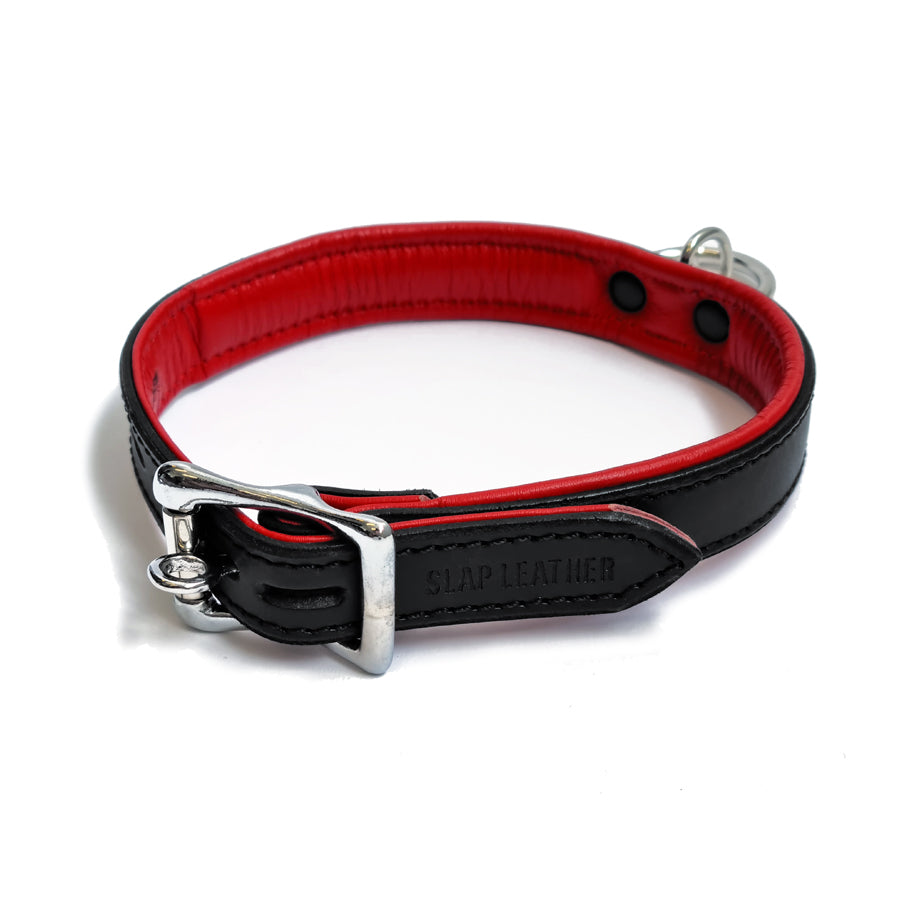 20mm Collar w/ Ring Padded & Leather Lined BLK/RED