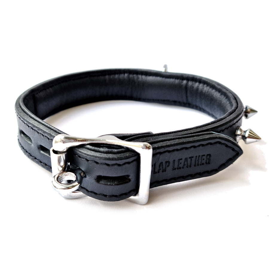 20mm Collar S/M w/ Spikes & Ring Padded & Leather Lined