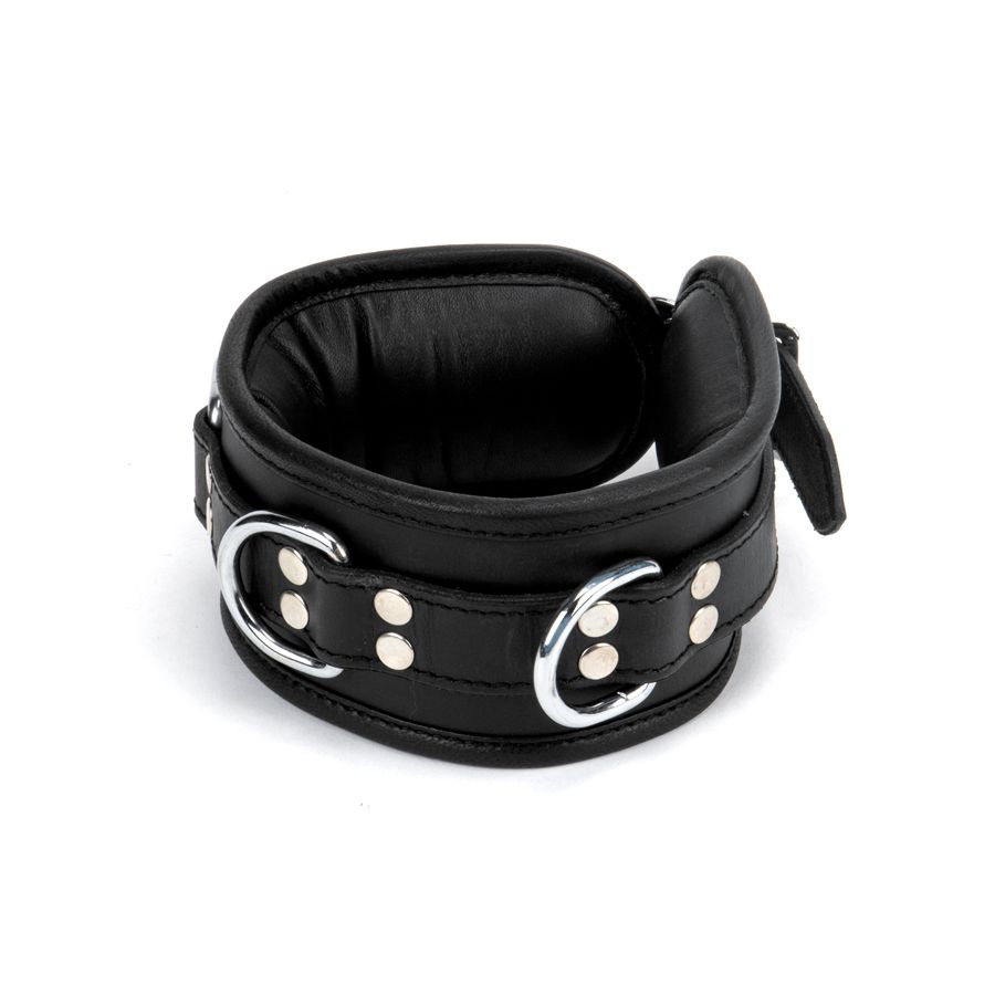 65mm Collar with 3X D-Ring Padded & Black Leather Lined