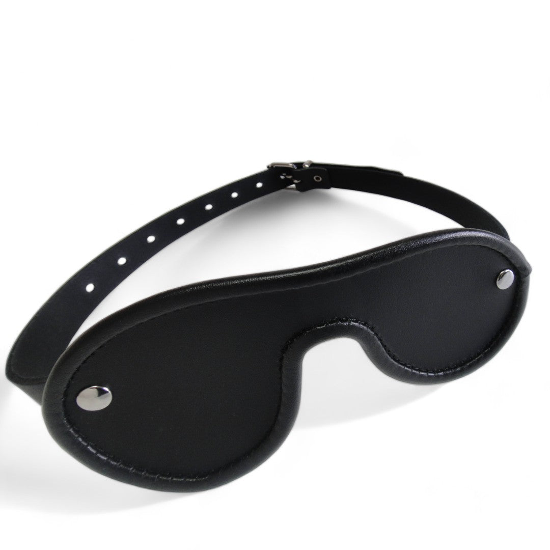 Leather Blindfold w/ adjustable strap Black