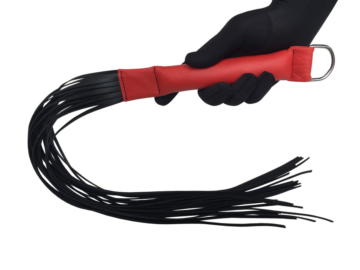 Red Leather Flogger W/ D-Ring