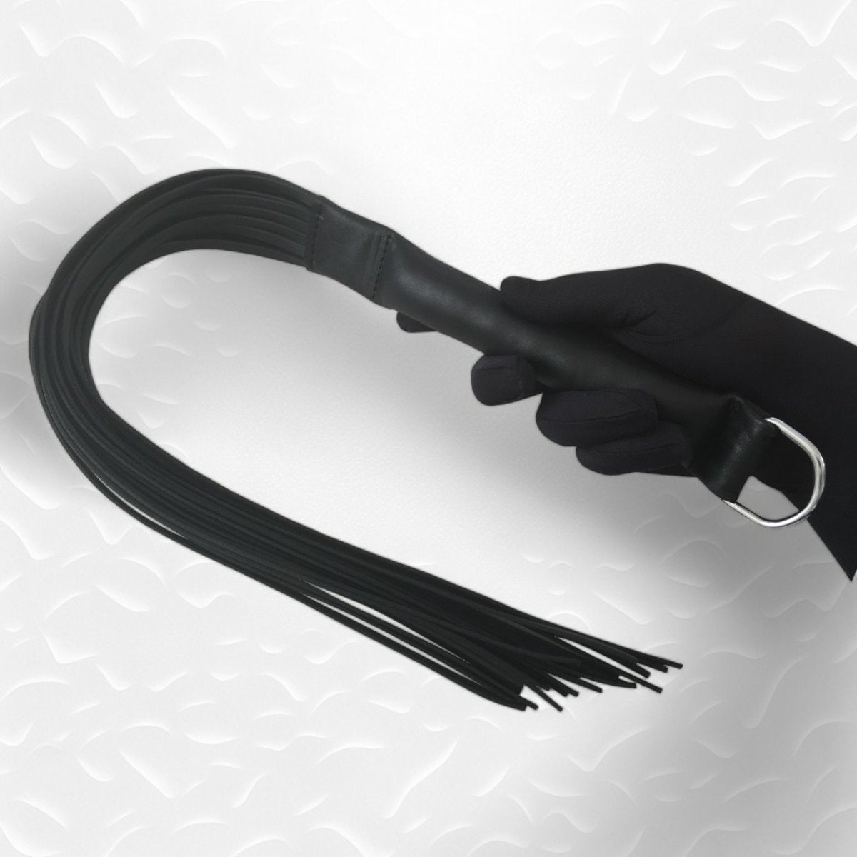 Black Leather Flogger W/ D-Ring